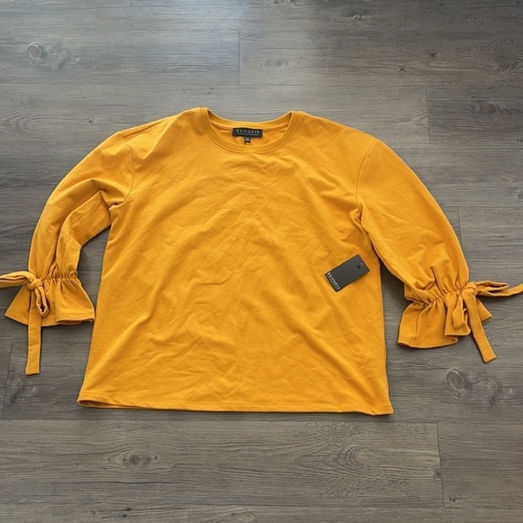 Eloquii Bow Sleeve Tie Sweatshirt Yellow NWT - Picture 5 of 9